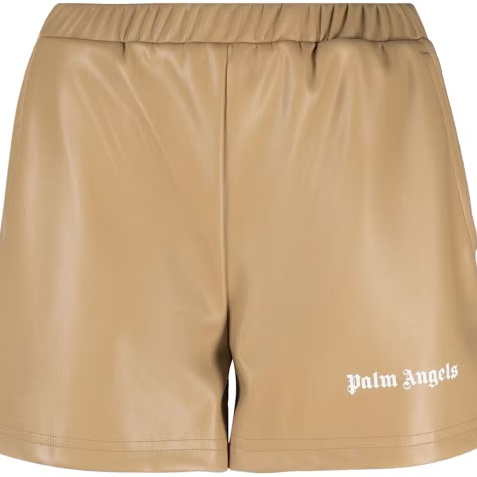 Palm Angels Womens Faux Leather Track Shorts